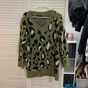 olive green cheetah print sweater